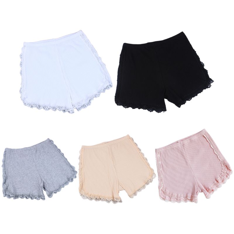 Mujeres niñas hilo acanalado tejer Braga pantalón de protección de Color sólido elástico sin costuras pantalones de encaje Trim empalme algodón Underpants