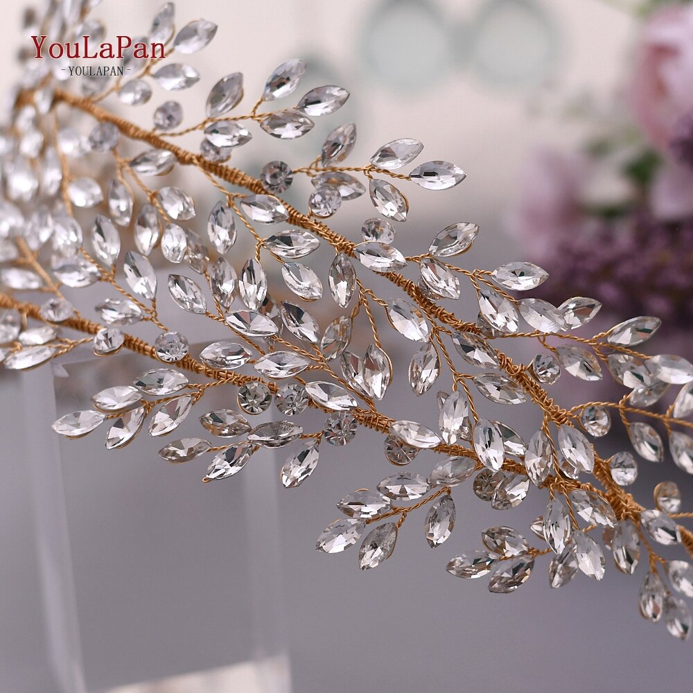 Youlapan HP308 Strass Bruids Haar Sieraden Bridal Tiara Diamanten Bruiloft Hoofddeksel Bridal Crown Silver Crystal Hoofdbanden