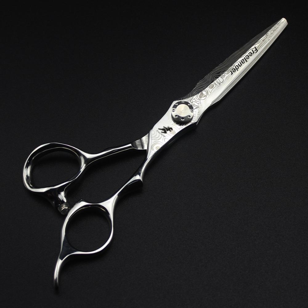 6 tommer damaskus japan 440c frisørsaks sæt 62 hrc straight & tyndere klipning af hårklippning barber stylingværktøj: Skære saks