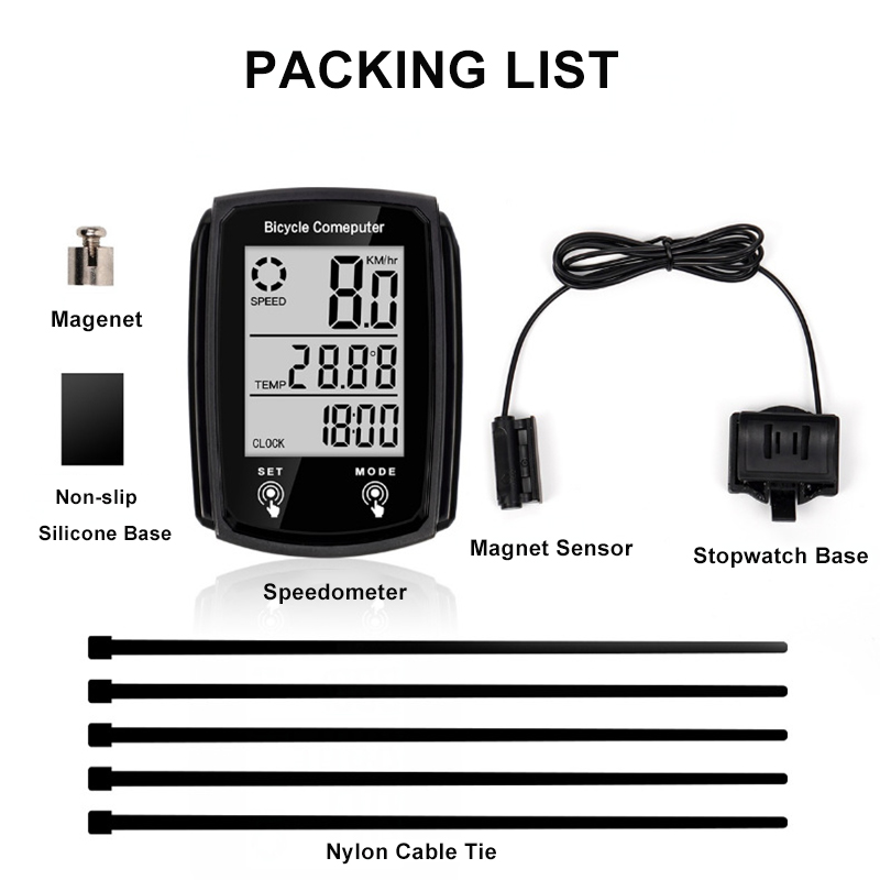 Bicycle Computer Bike Night Vision Stopwatch Wired Waterproof Speedometer Odometer Cycling Speed Counter Bicycle Accessories