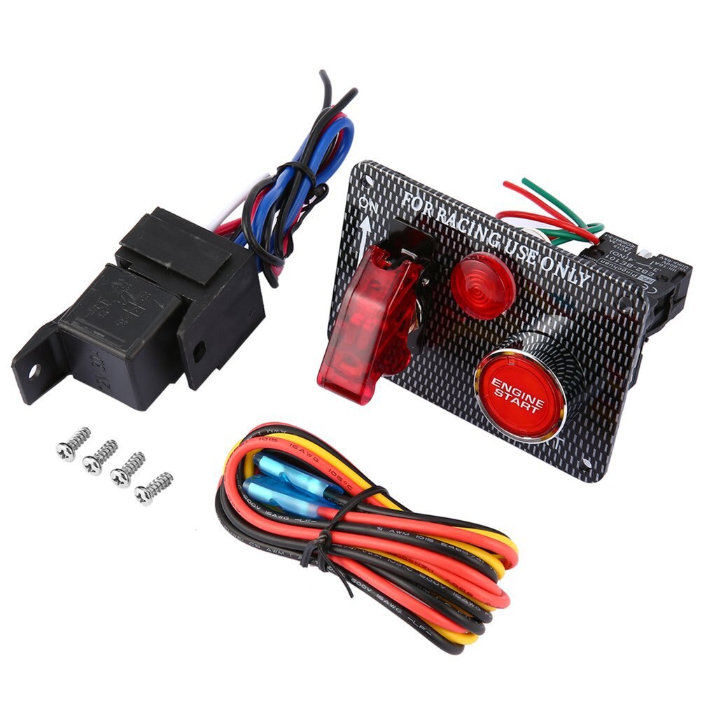 Universal Car 12V 2 Toggles Switch Ignition Engine Panel Switching Start Push Racing Car Engine Button: Default Title