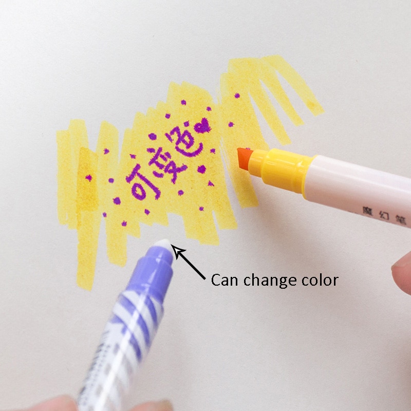 12 Colors/set Color change Highlighter Cute Double Headed Painting Drawing Marker Pen Stationery school supplies