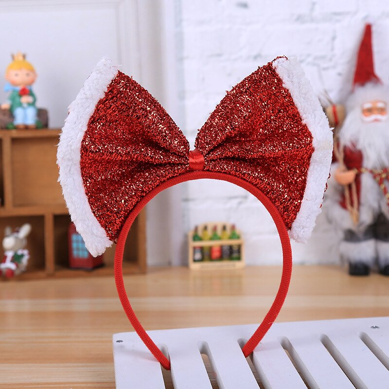 Christmas Big Bowknot Headband Hat Fancy Dress Hat Reindeer Antlers Santa Xmas Kids Adult Headwear Caps Party: type A