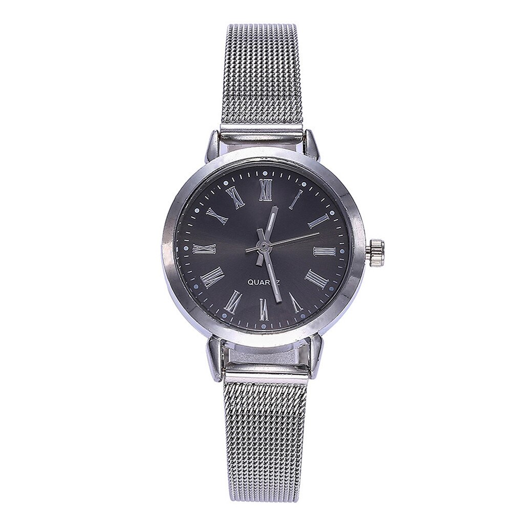 Vrouwen Quartz Horloge Luxe Analoge Vrouwen Rvs Mesh Rose Gold Horloge Dames Horloge Casual Mode: Black