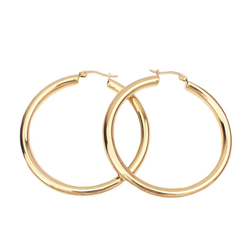 Punk 55mm Diameter Wide Hoop Earrings For Women Stainless Steel Tube Statement Earrings Jewelry UKMOC