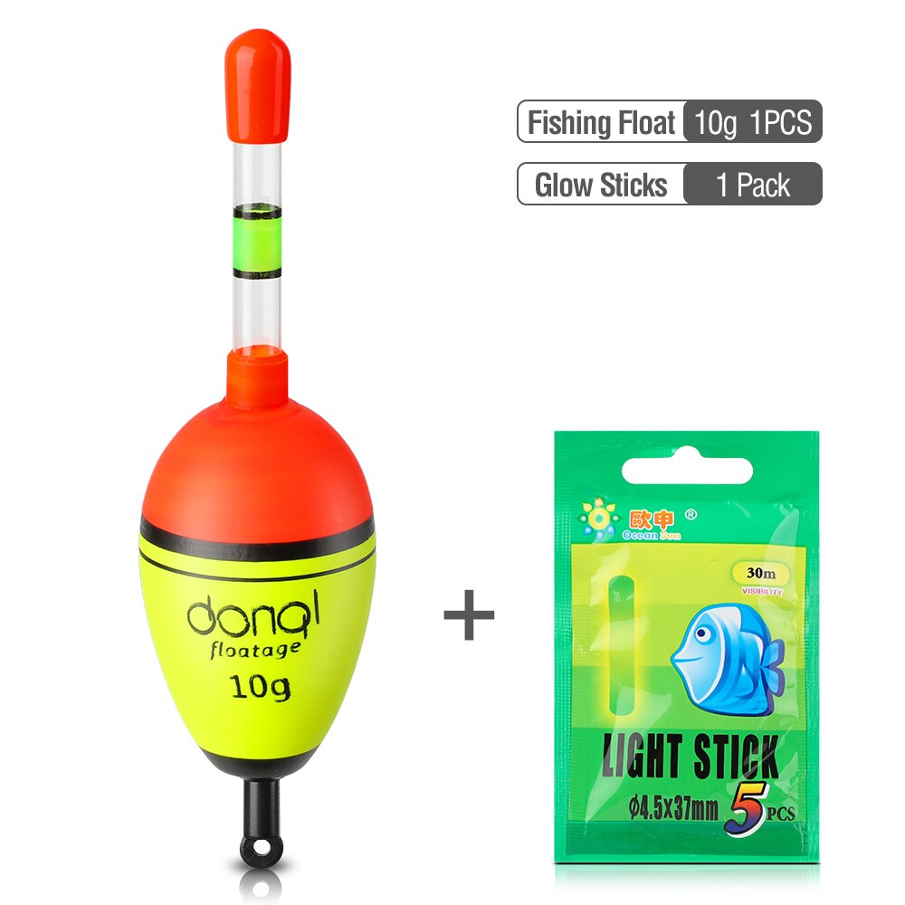 DONQL EVA Night Fishing Float Luminous Glowing Buoy 1pcs Floating Force 5g-50g with Fluorescent Light Stick Fishing Tools: Floating Force 10g