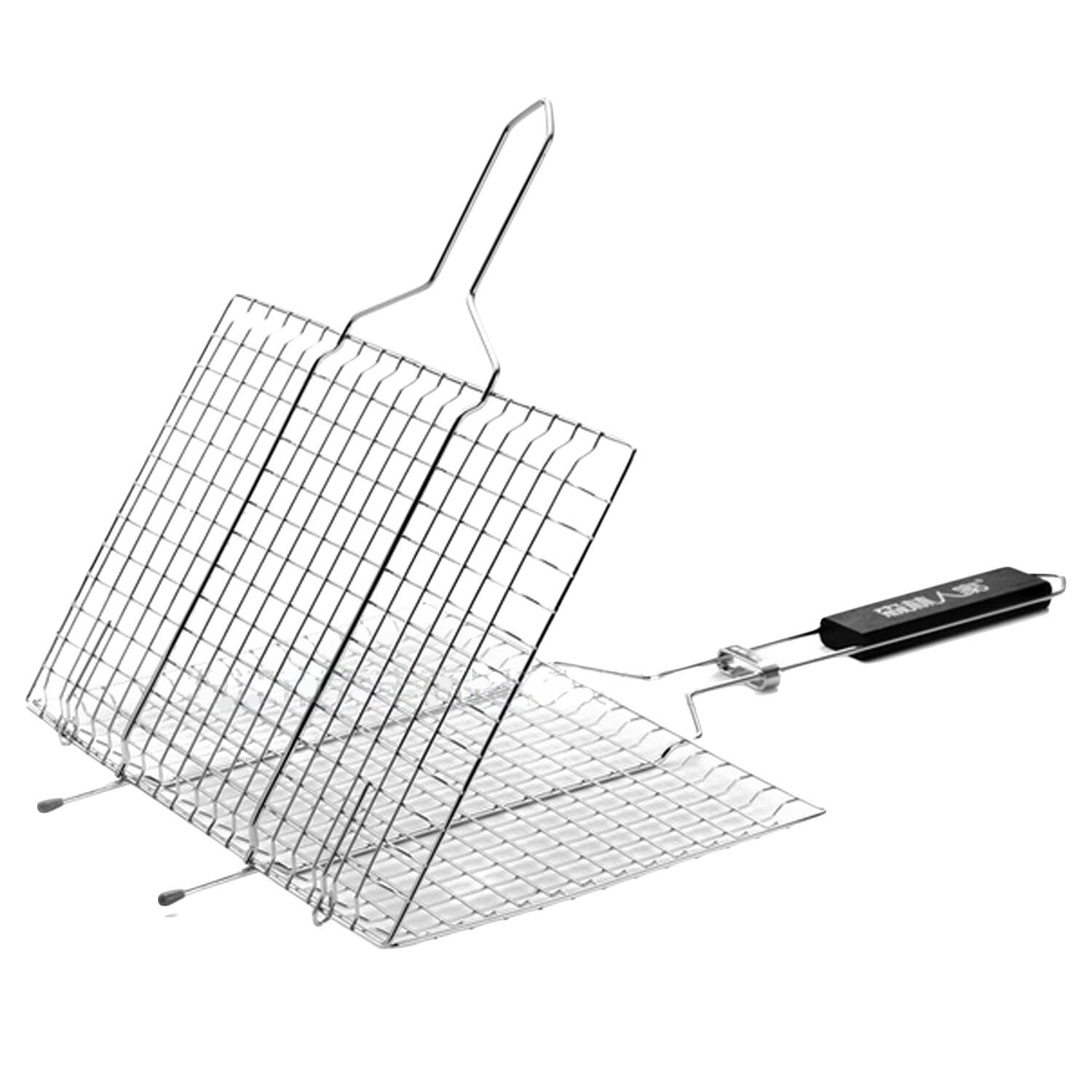 Behokic-rejilla de barbacoa de acero inoxidable plegable, cesta de asar para pescado, carne, verduras, utensilio de parrilla, accesorios para barbacoa