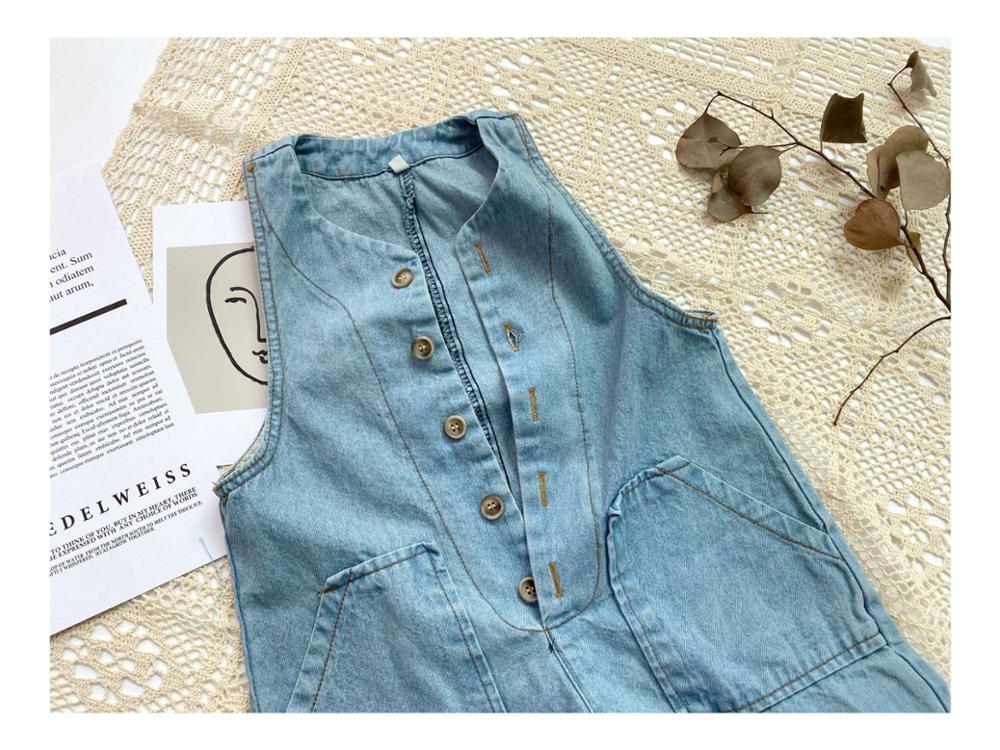 Lente Zomer Kinderen Denim Jumpsuits Koreaanse Stijl Losse Retro Mouwloze Unisex Kids Overalls Zachte Casual Broek