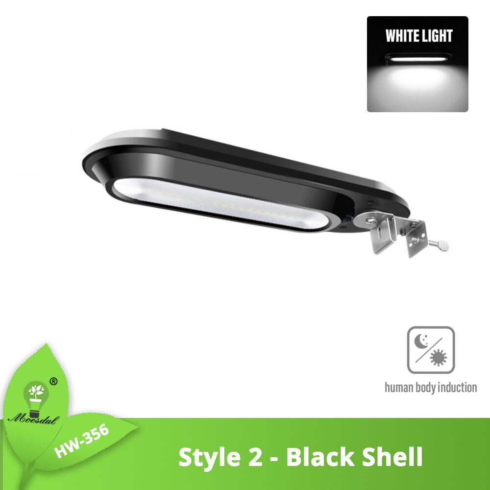 Outdoor Solar Wall Light Street Light, OutdoorWaterproof, Motion Sensor, Security Lighting for Garden, Yard, Path, 4 Modes: Style2-Black-W / 1PCS