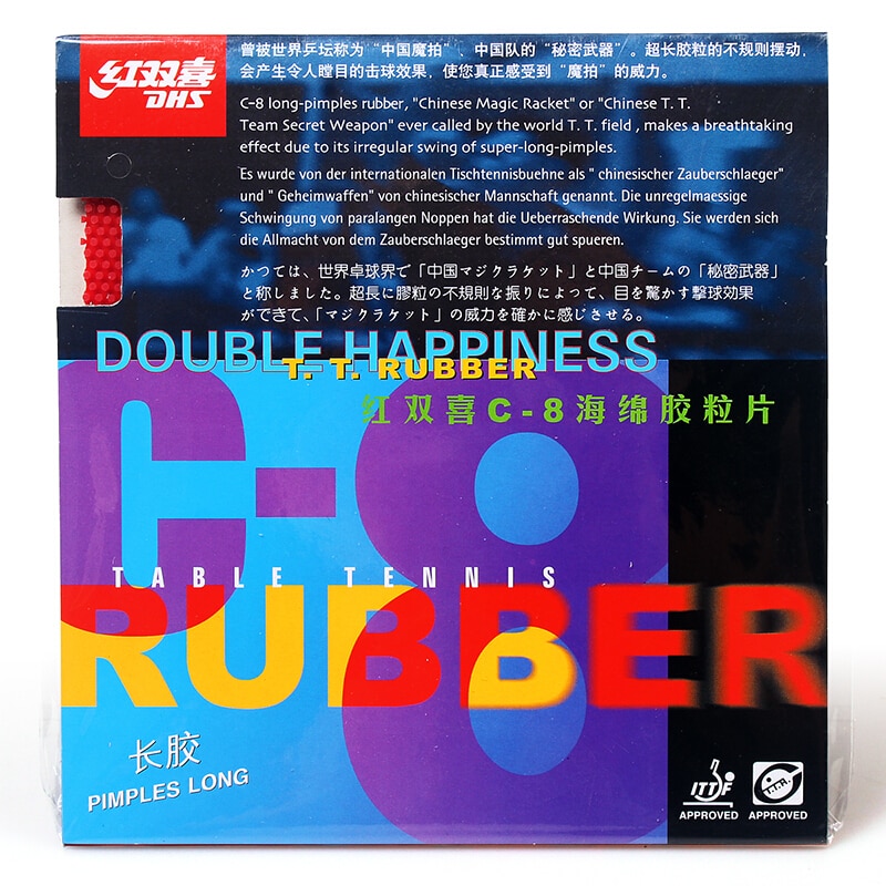 Dhs C8 Tafeltennis Rubber Originele Defensieve + Loop Pips-Lange Bovenvel Ox Dhs Ping Pong Spons