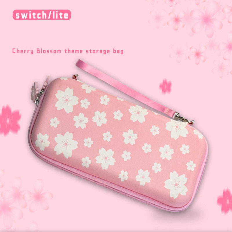 Bolsa de flores de cerezo para Nintendo Switch, estuche de almacenamiento portátil, carcasa dura, Kit de cubierta para consola NS NX