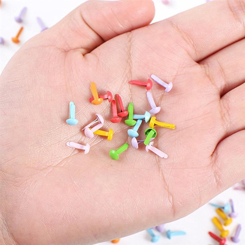 100Pcs Mini Brads Diverse Kleuren Ronde Brad Pastel Brads Voor Scrapbooking Ambachten Maken Stempelen En Diy-8x2 0mm/5.5x11mm