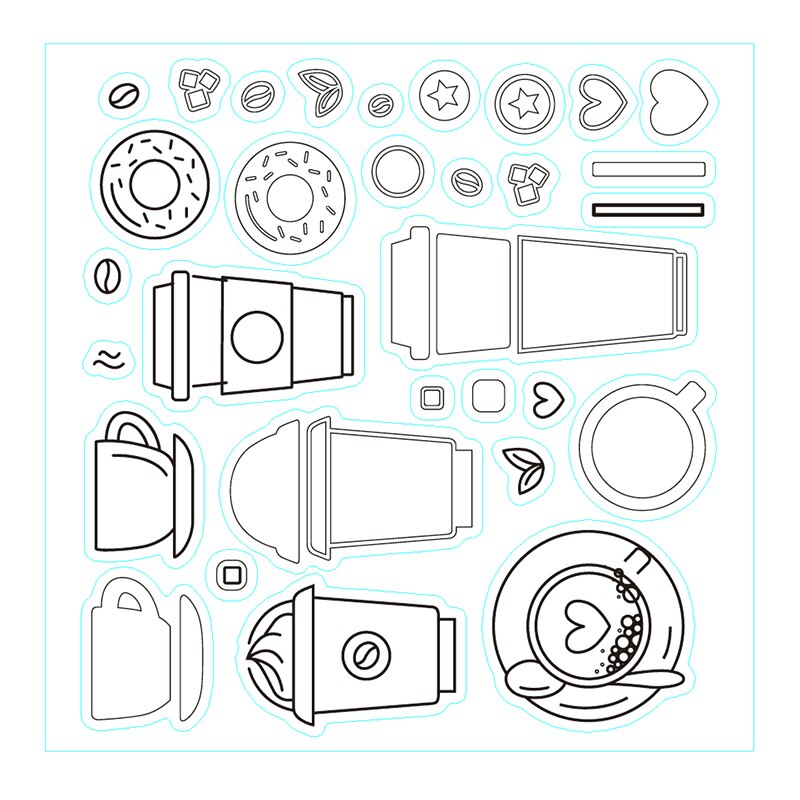 Fun Coffee Cups Clear Stamps Afternoon Tea Donut Scrapbooking Stamp Journal Notebook