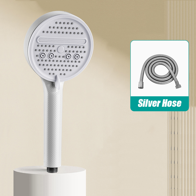 Cabezal de ducha ajustable de 5 modos, cabezal de ducha ahorrador de agua para baño con Base de manguera, accesorios de baño con patrón de fibra de carbono: Rojo