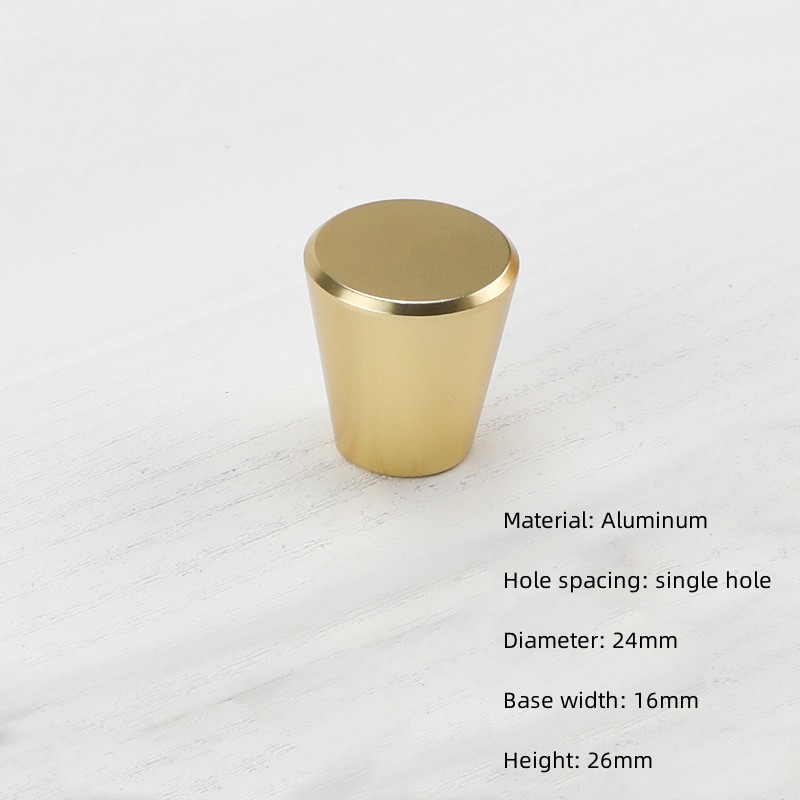 Manija de un solo orificio de aluminio dorado, cajón de armario moderno, perilla redonda, muebles de armario de cocina, manija de puerta pequeña, decoración del hogar: Blanco