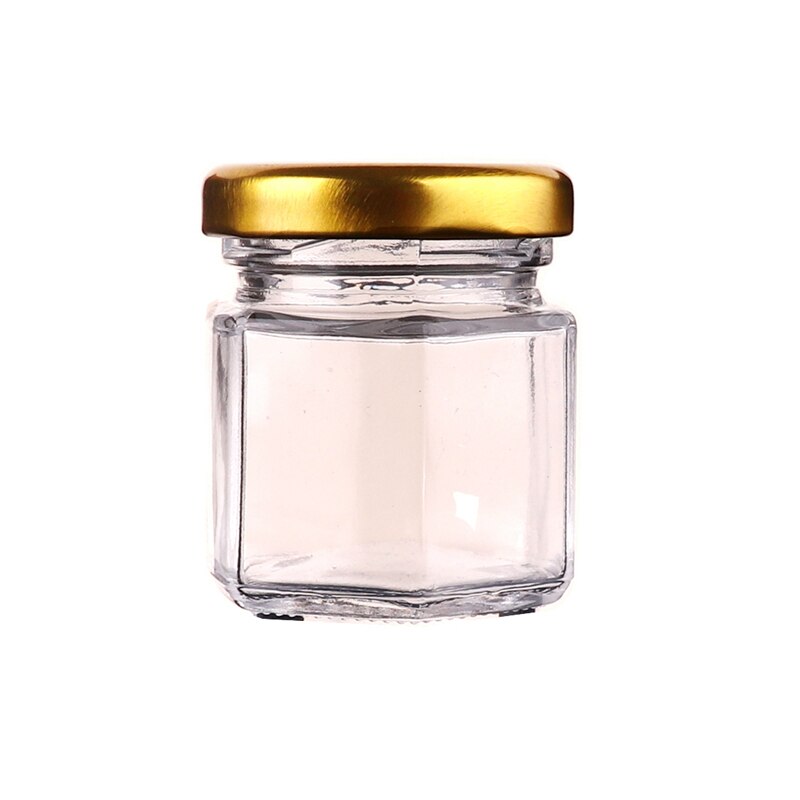 X22 Zeshoekige Mini Glas Honing Jar 45Ml Capaciteit 1.5Oz Honing Glazen Pot Met Metalen Covers Honing Potten Voor bruiloft: 22 Jars