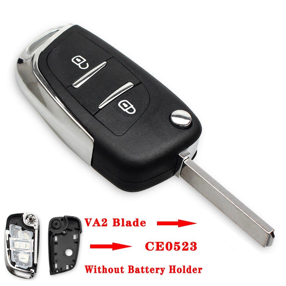 Keyyou 2/3bt ce0523 modificeret flip fjernbetjening til bilnøgle til citroen coupe vtr  c2 c4 c5 c6 c8 berlingo xsara picasso auto nøgle etui: Model 2
