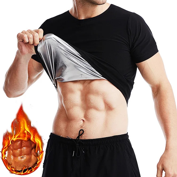 Männer Fitness Schwitzen Anzug Karosserie Gestalter Große Größe Weste Sport Bauch Inerator Kurzarm Kompression Kleidung: XXL / Weiß