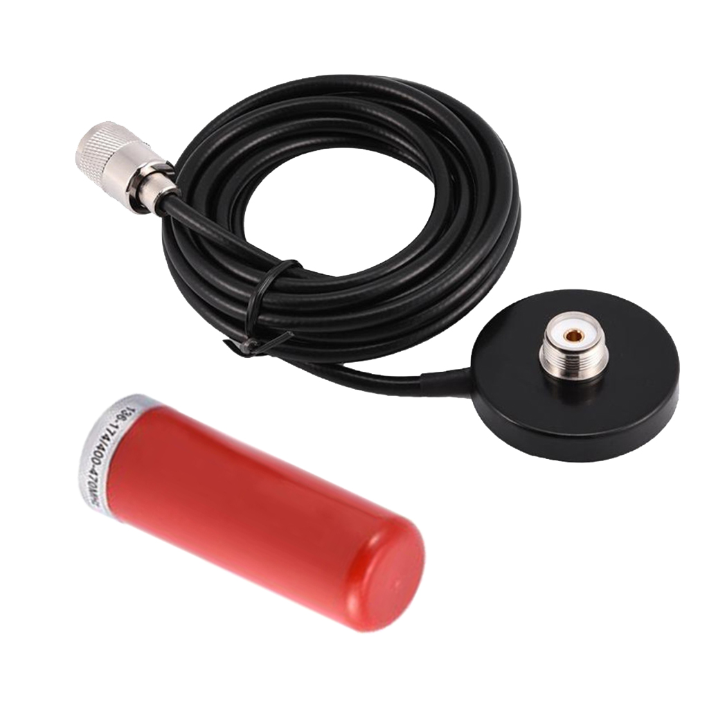 Dual Band VHF UHF Ham Mobile Radio Antenna PL259 with Magnetic Base: Red