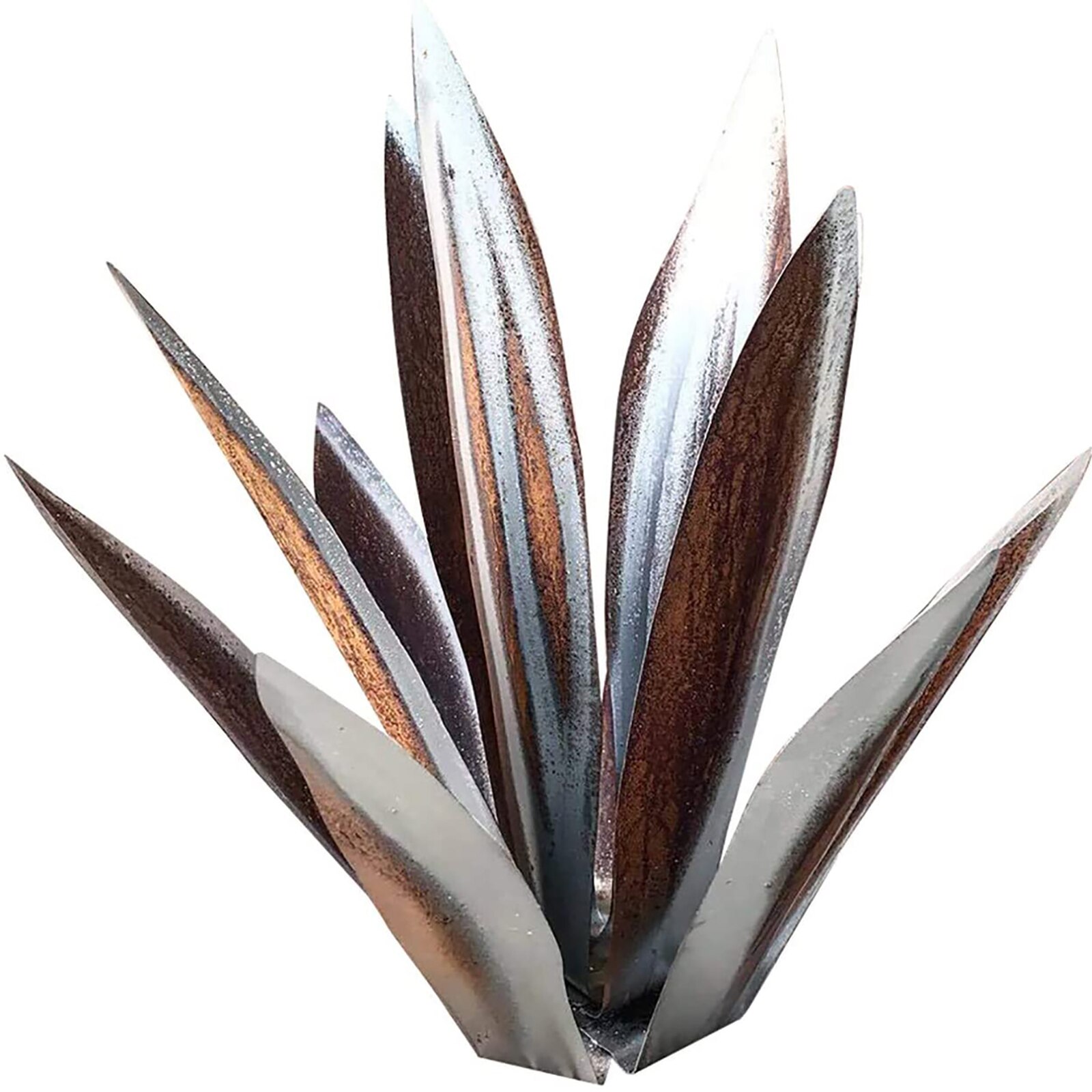 Hand Painted Metal Artificial Agave DIY Iron Art Statue Plant for Garden Yard Decoration Landscape Ornaments Outdoor Figurines: Silver 27cm