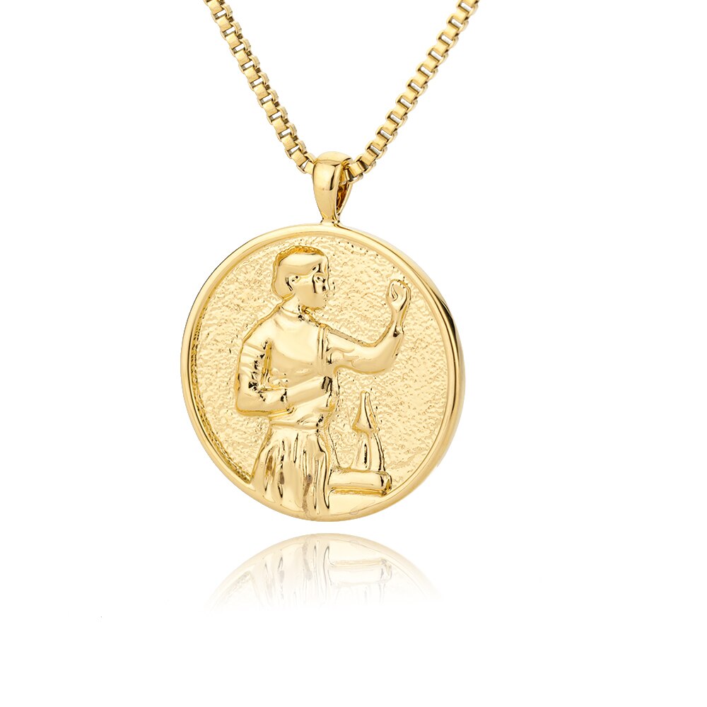 Collane con ciondolo devanna d'arco per donna catena in oro in acciaio inossidabile rotonda antica dea greca simbolo collana gioielli regali: Marie Curie