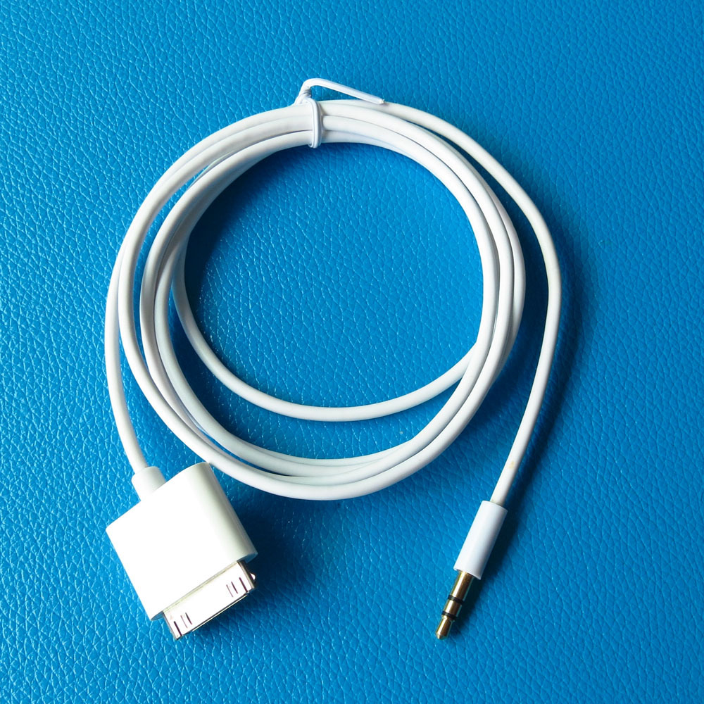 30 Pin Dock Connector Male to 3.5mm Male Jack Car Stereo Auxiliary AUX Audio 1.5m Cable for Apple iPod iPhone iPad: WHITE