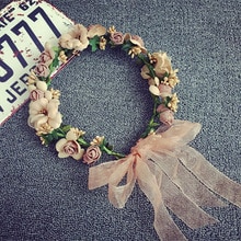 Estilo bohemio Mujer Flor del pelo corona boda vacaciones guirnalda de pelo guirnalda niñas flor diadema marrón accesorios para el cabello