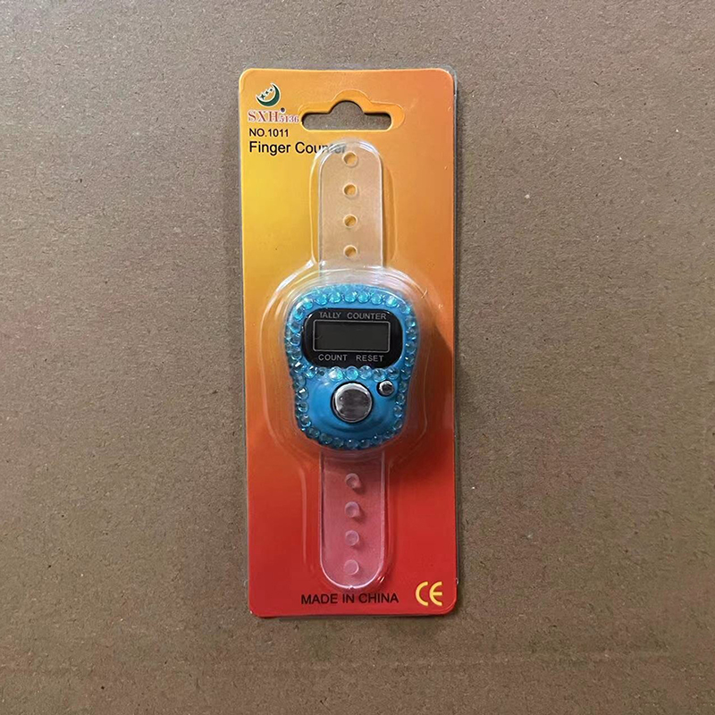 Elektronisk fingerräknare ringfingerklick bärbar återställningsbar digital displayräknare golfräknare flätad bönetillbehör: Blå