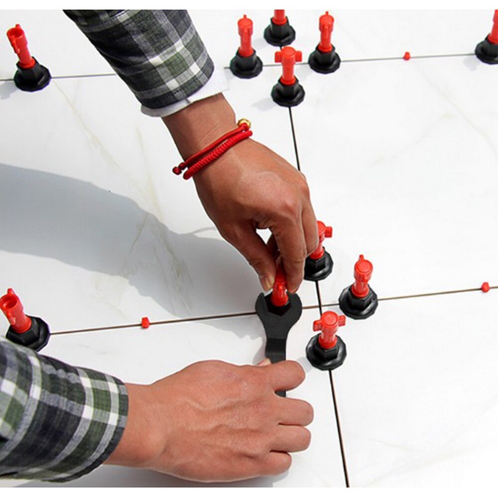 Horizontal Wedge Tile Reusable Steel Pin Leveler Adjustable Leveler Locator Kit Stainless Steel Wrench Building Tools Supplies