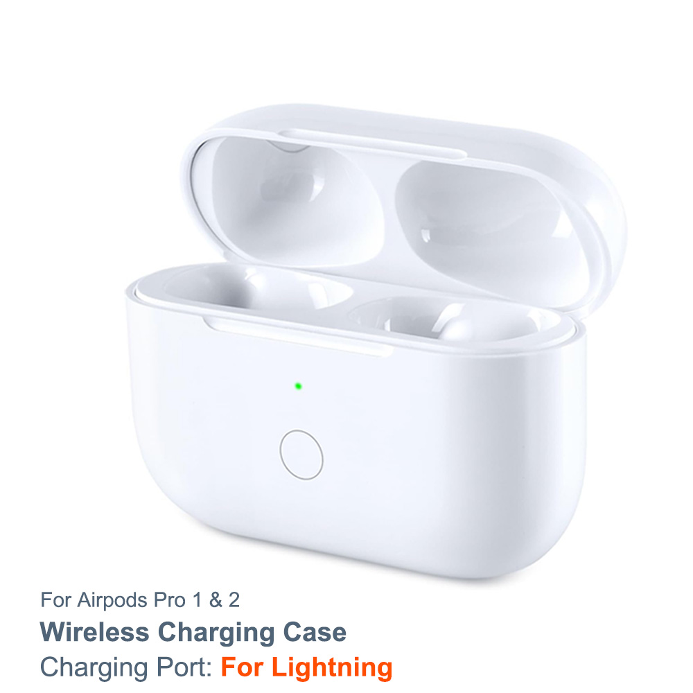 Draadloos oplaadetui Compatibel met AirPods Pro 1- en 2 vervangende hoes met ingebouwde 480 mAh batterij Bluetooth-koppelknop: Bruin