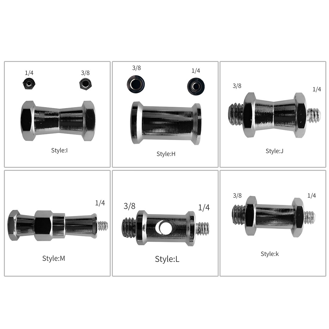 Metal 1/4" 3/8" 5/8" Threaded Screw Mount Adapter Tripod Plate Flash Lights Mic Converter SLR Camera Photo Studio Accessories