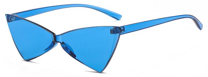 Plastic cat eye Driehoek zonnebril vrouwelijke candy kleur retro vintage bril randloze groene zonnebril vrouwen een stukken eyewear: C9 blue