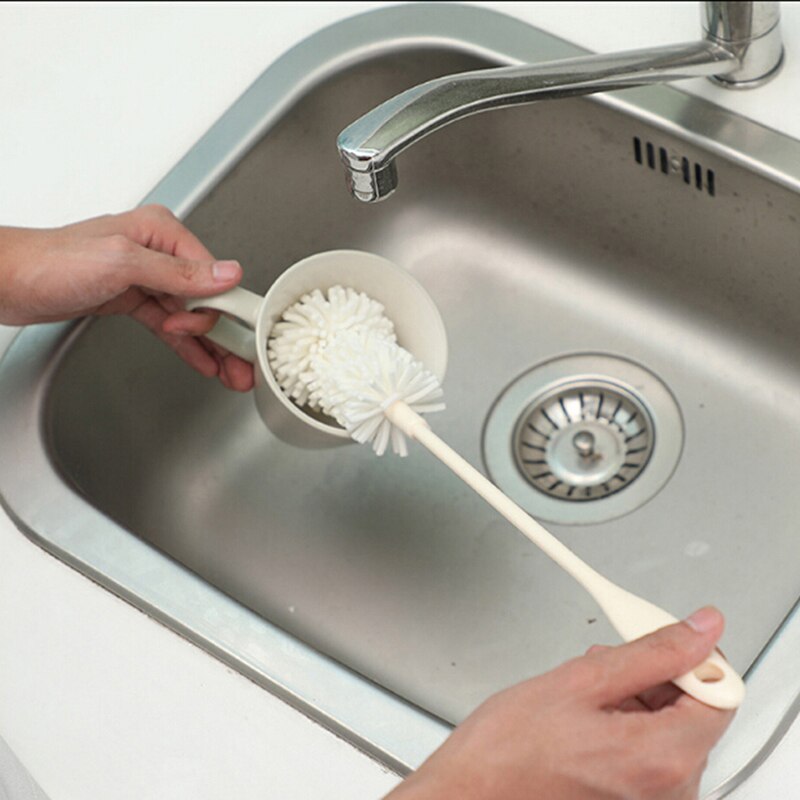 Escova e esponja de vidro para limpeza de copos, ferramenta de cozinha com cabo longo de 39.5cm