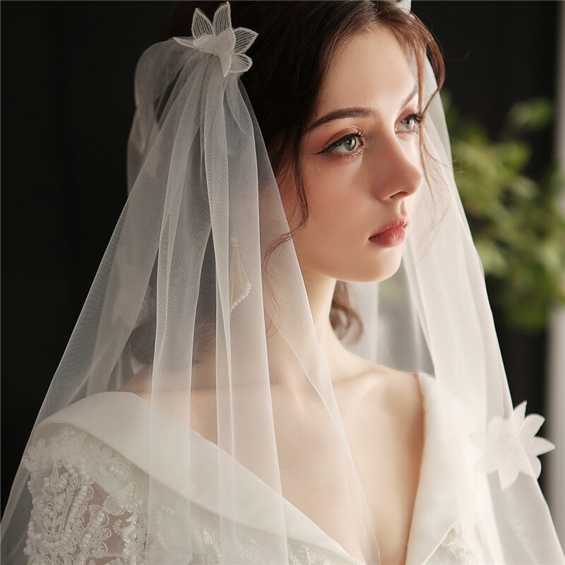 CC Haar Schleier 100% Handgemachte Luxus Hochzeit Zubehör für Braut Frauen Heiraten Kopfschmuck Schleier Mit Kämme Blume bilden DIY V649