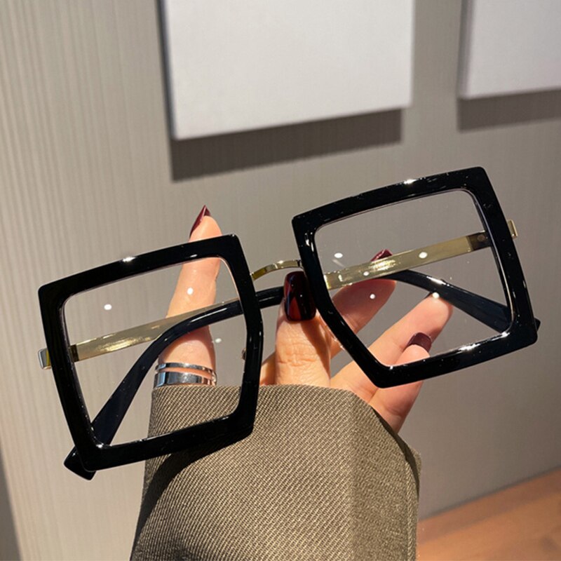 Oversized Square Transparent Frame Glasses Women Metal Optical Computer Female Eyeglasses Clear Lens Eyewear