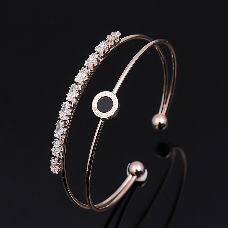 , cristal austriaco, Color oro rosa, brazaletes para mujer, romántico para el Día de San Valentín, pulsera de para mujer: KFB0120