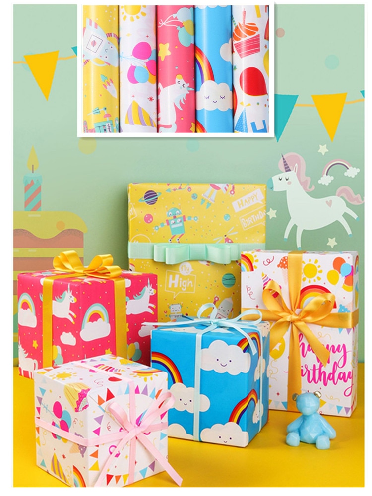 76X305Cm Inpakpapier Geschenkdoos Artware Verpakking Materiaal Kinderen Verjaardag Voor Festival Partywrapping Decor Supplies