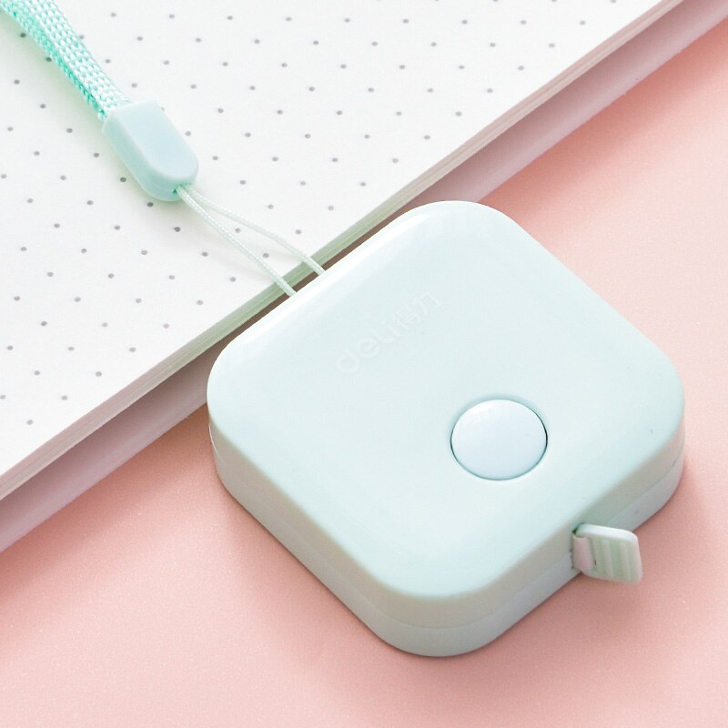 Macaroon Candy Color Leather Measuring Tape Ruler 1.5m*7mm Ruler Mm/ Inch Box Portable Office & School Drafting Supplies: Green