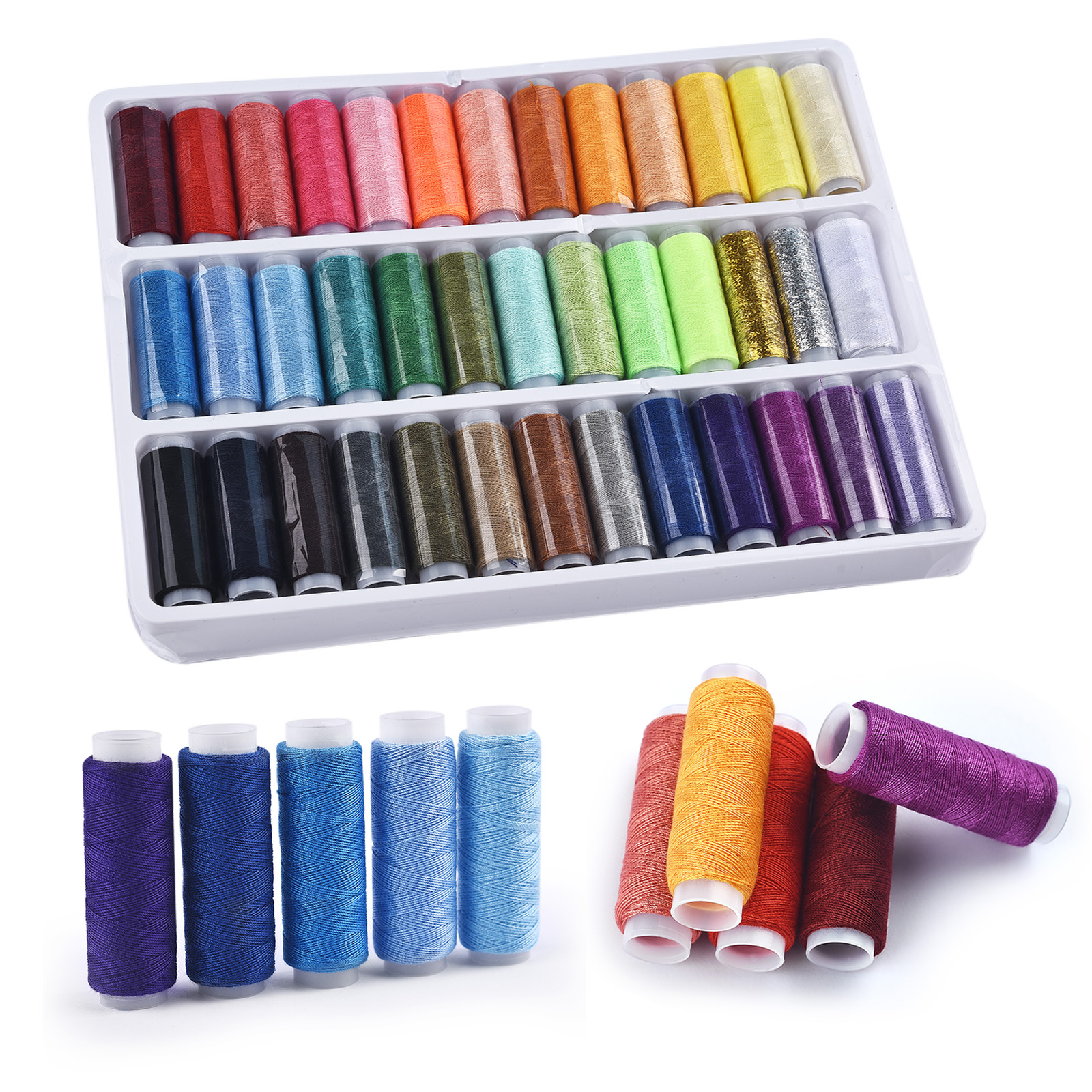 39 Colors Polyester Yarn Sewing Thread Roll Machine Hand Embroidery 150 Meter Each Spool Durable For Home Sewing Kit