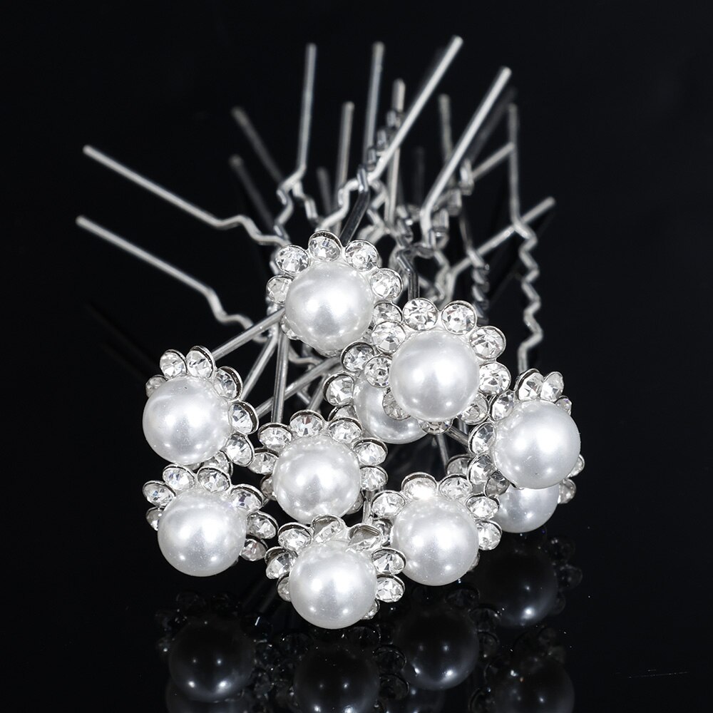 Kolor srebrny perła Rhinestone ślubne grzebienie do włosów akcesoria do włosów dla kobiet akcesoria ozdoby do włosów biżuteria ozdoba ślubna do włosów: 20Pcs 13