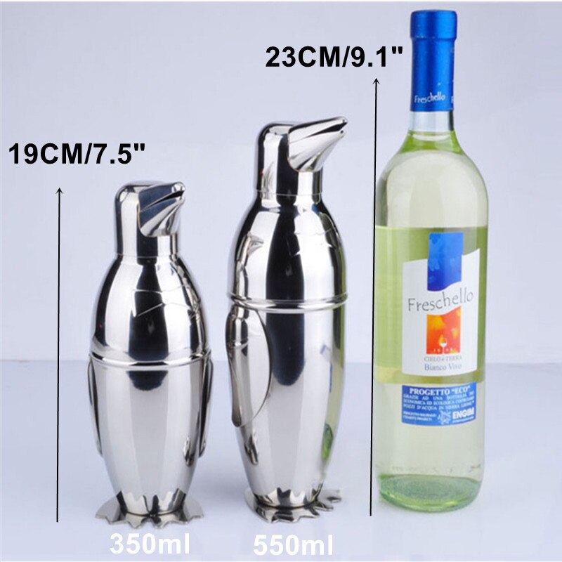 Ustensile de Bar en forme de pingouin, en acier inoxydable, pour Cocktail, Martini Mojito, mélangeur de boissons, Kit de Shaker pour barman, accessoires pour Bar à vin, fournitures
