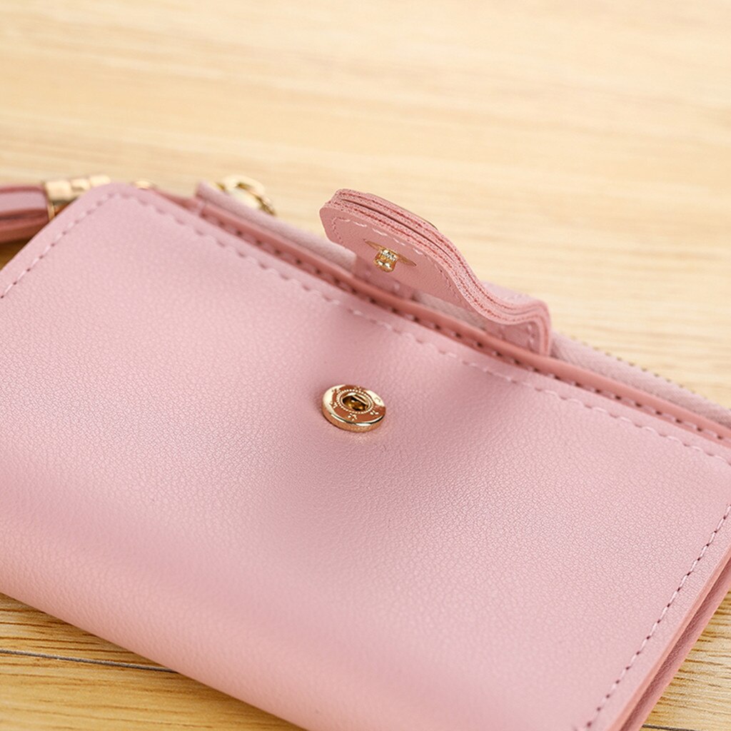 Women's Wallet Short Solid Color Handbag Buckle Tassel Mini Female Card Bag Purse Pocket Bolsas De Mujer Styles