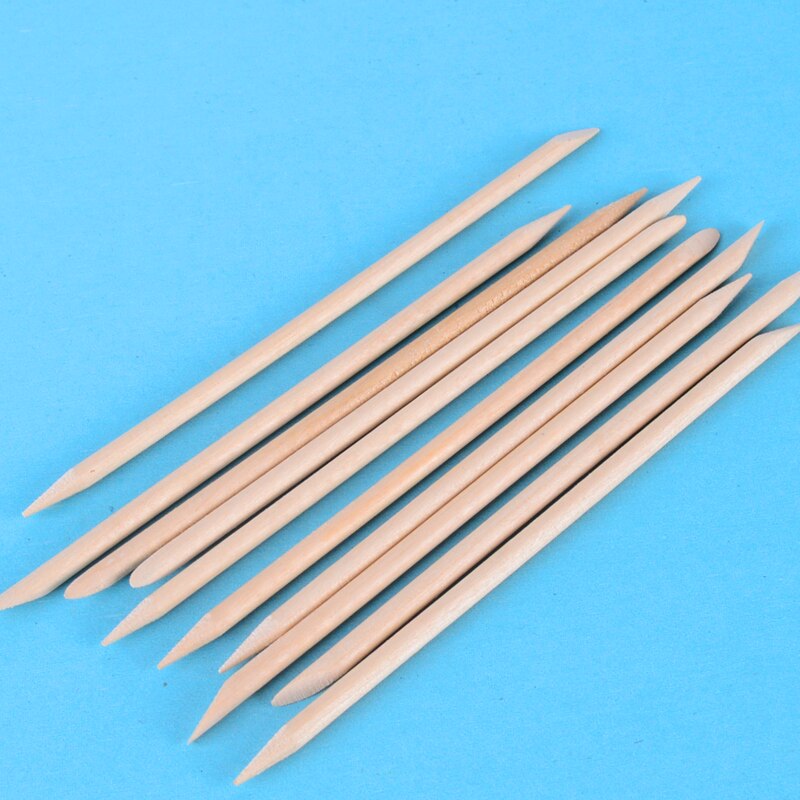 10 Pcs/Packs 11.3 Cm Orange Wood Stick Cuticle Pusher Remover Nagel Ontwerpen Nail Art Stok Houten Manicure Gereedschap