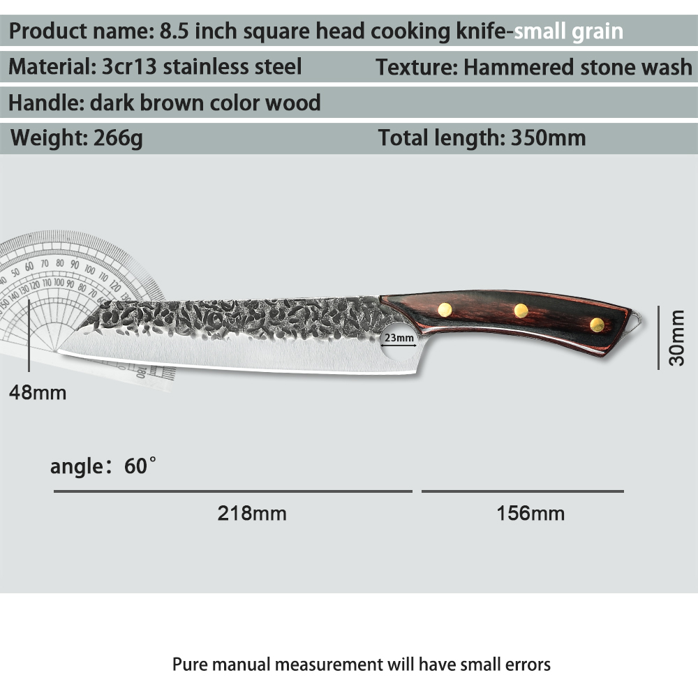 Kitchen Knives Stainless Steel Single Forged Chef Knife Slicing Cleaver Boning Cooking Knife Tool With Full Tang Wooden Handle: H