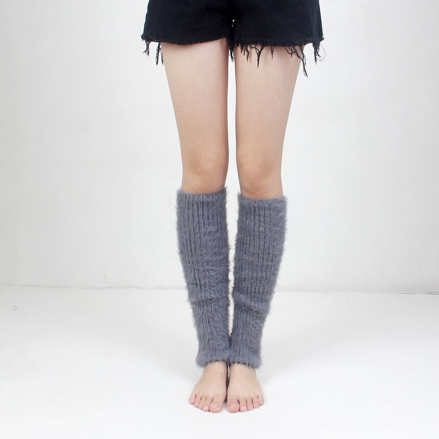 Korea Style Women Winter Warm Solid Soft Stockings Female Thick Over Knee Leg Warmers Knitted Womens Gaiters Beenwarmers