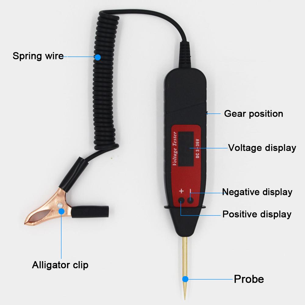 Car Digital LCD Circuit Tester Digital Display Car Voltage Detection Pen Automobile Maintenance Voltage Test Pen DC5-36V