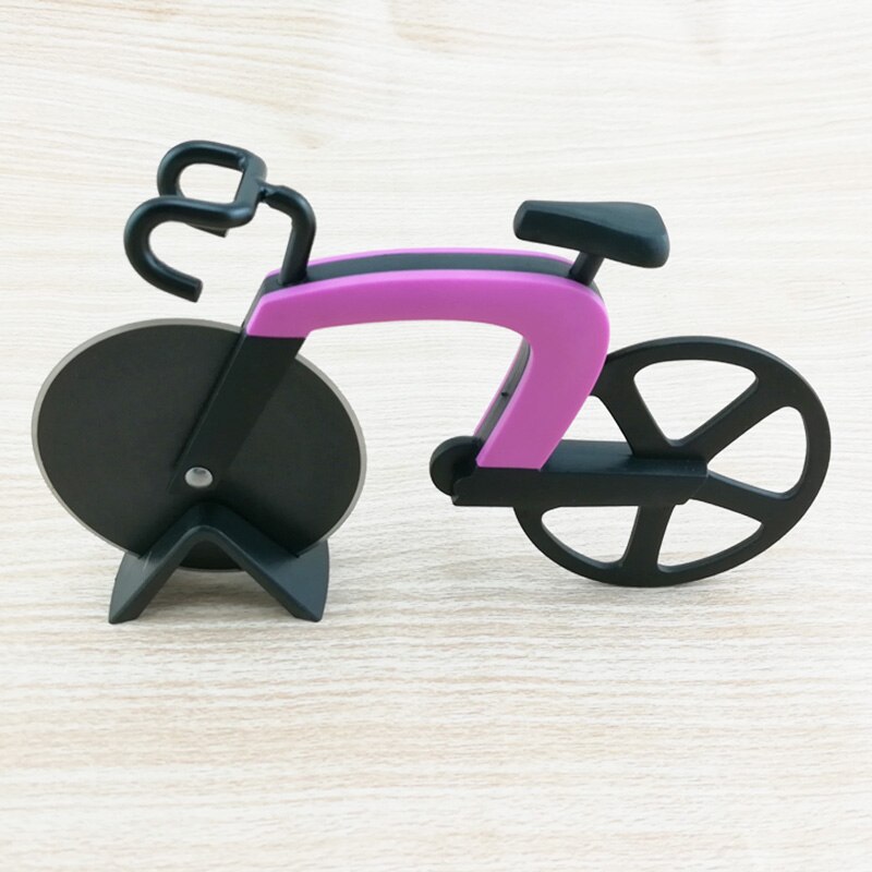Cykel pizza cutter hjul rustfrit stål plast cykel rulle pizza chopper slicer køkken gadget din 889: Lyserød