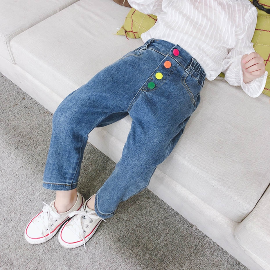 Vaqueros para niña, pantalones vaqueros coloridos con botón Fly chico s para chicas, pantalones vaqueros informales de estilo chico, ropa de primavera otoño para chicas