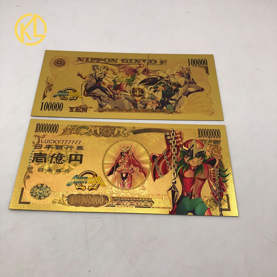 Saint Seiya – billets de banque en or, dessin animé japonais, cartes en plastique, amusant: vert clair