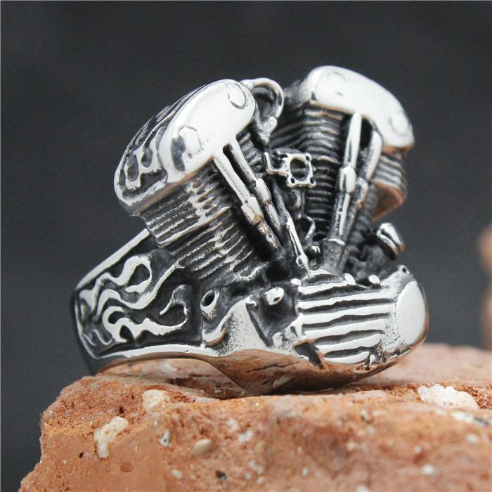 Anillo de acero inoxidable 316L para motor de motociclista, para hombre, para , talla 7 a 15